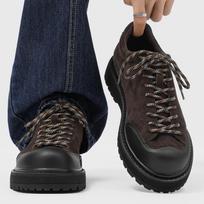 Mens Chunky Sole Derby Shoes Retro Lace-Up Casual Outdoor Walking Round Toe Rubber 46