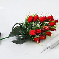 Artificial 24-Head Velvet Black Edge Roses for Cemetery Decoration black