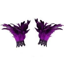Adjustable Halloween Arm Cuff Gloves Lace Plume Bracelet Fashion Wristband  Bar Stage Show blue