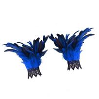 Adjustable Halloween Arm Cuff Gloves Lace Plume Bracelet Fashion Wristband  Bar Stage Show blue