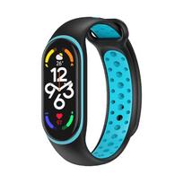 Silikoninis dirželis, skirtas Xiaomi Mi Band 8 7 6 5 4 3 Dviejų spalvų dirželis, apsaugantis nuo prakaitavimo, sportinis kvėpuojantis sagties pakaitinis dirželis, skirtas Mi apyrankei 8 7 6 5 4 3 For Miband 7 6 5 black