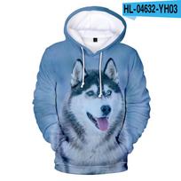 Animal Dog Hasky 3D Print Oversized Moterų / Vyrų megztinis Megztinis Streetwear Hip Hop Megztinis Striukė su gobtuvu Vyriška laisvalaikio sportinė apranga XL gray