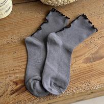 Black Fungus Lace Socks for Women, Mid-calf Socks for Spring and Autumn, Coffee-colored Socks for Autumn and Winter 1 pair gray