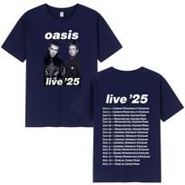 Rock Band O-Oasis Live 25 Tour T-Shirts Mens Women Summer Casual O-Neck Short Sleeve T Shirt Fans Gift Fashion Vintage Tee Shirt 4XL black