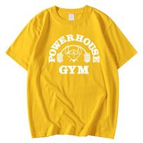 Powerhouse Gym Print Cotton T-shirt Men Women Sportswear Oversized Tshirt Short Sleeve Tee Summer Fitness T Shirts Clothes Tops 4XL yellow
