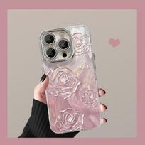 Gradient Pink Rose Suitable for Apple 16 Mobile Phone Case 12 New Iphone15promax Cartoon 13 Personality 14 Apple 16PROMAX gray