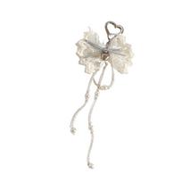 Elegant Pearls Lace Heart Keychain With Bowknot Charm And Tassels For Women Fashion Key HolderJewelry Gift