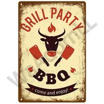 Retro BBQ Tin Sign, Metal Grill Wall Decor 20x30cm beige