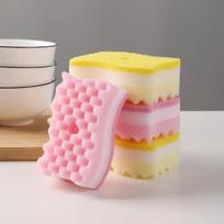 4/8Pcs Dishwashing Sponge Wood Pulp Cotton Color Magic Cleaning Sponge Remove Rust Pot Brushes Kitchen Washing Tool pink