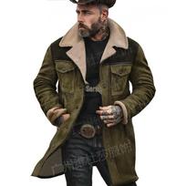 Men's 2026 Autumn/Winter Suede Patchwork Jacket with Multi-Pocket Zipper 3XL black