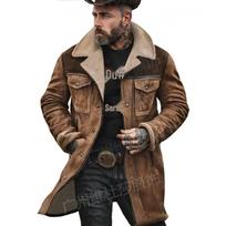 Men's 2026 Autumn/Winter Suede Patchwork Jacket with Multi-Pocket Zipper L black