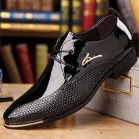 Men's Retro British Style Pointed Toe Lace-up Patent Leather Shoes - Business and Casual, Available in Large Sizes up to 48 47