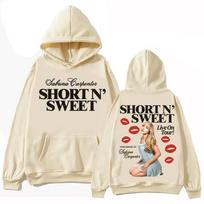 Sabrina Carpenter World Tour 2025 Hoodie Man Woman Harajuku Long Sleeve Pullover Tops Sweatshirt Gift M beige