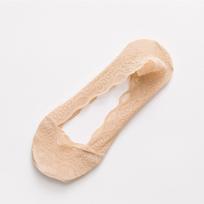 Women's Lace No Show Socks 5 Pairs – Ultra Thin Breathable Wicking Silicone Heel for Summer Everyday Wear One Size beige