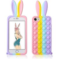 for iPhone 6/6S/7/8/SE 2020 Case Cover Cases Silicone Cartoon Fun Kawaii Cute Aesthetic Design Fidget for Girls Boys Friends Women Teen-Bubble Rabbit
