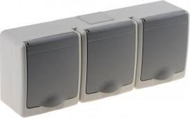 Surface-mounted socket Beta, 3-way, with grounding, with cover, IP44, 250 V, 16 A, gray D.3615SSGGG/1 | 5901350822753