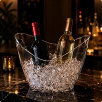 IngotShaped Ice Bucket with Side Handles Sturdy Transparent Beverage Tub for 8L 35 25 25CM