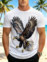 Men'S Digital Print T-Shirt, Men'S Standard Size Full Body Print Bald Eagle Wildlife Natural Pattern T-Shirt 3XL black