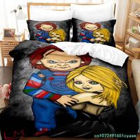 Chucky Bedding Set Single Twin Full Queen King Size Bed Set Aldult Kid Bedroom Duvetcover Sets 3D Halloween EU Single 135*200cm/53x79in 3pcs