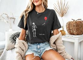 Well Shit Skeleton Shirt Skeleton Lost Balloon Tee Halloween Tee Gothic Sarcastic Gift Unisexs And Unisexs Tshirt Y2k Streetwear 4XL black