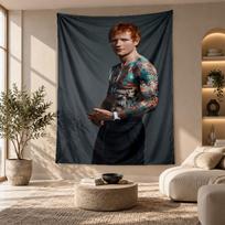 Decorative Tapestry,Ed Sheeran Printed Wall Art, Lightweight Wall Hanging For Bedroom Background 100cmx150cm beige