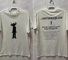 Rock Punk Tops Jamiroquai Band 2 Side 90 Short Sleeve Print Cotton T Shirt Classic Y2k Fashionable Vasual Short-sleeved Unisex L gray