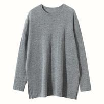2024 Autumn/Winter Women's Fine Cashmere Batwing Side-Split Sweater - Round Neck, Loose Fit One Size