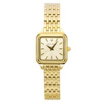 Bulova Sutton Square Gold Tone Stainless Steel Gold Dial Quartz 97L191 Women's Watch auksas