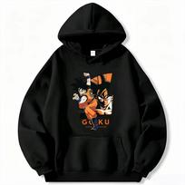 Dragon Ball Men's Hooded Sweatshirt Goku Anime Sweatshirt High-Quality Autumn and Winter Warm Top XXL black