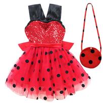 Miraculous Tales Of Ladybug Cat Noir Childrens Sleeveless Dress With Cartoon Pattern For Toddler Girls Dress Bag,150cm red
