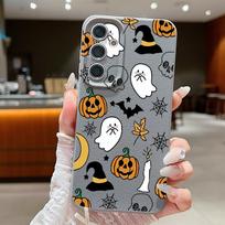 Halloween Ghost Pumpkin Case For Samsung S26 FE S25 Ultra S24 S23 S22 S21 FE A16 A17 A18 A26 A36 A37 A54 A55 A56 A57 5G Soft Silicone Cover Samsung A37 gray