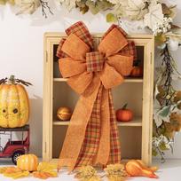 Burlap Fall Bows for Wreaths Large Tree Topper Bows Orange Fall Wreath Bow  Autumn Decor C orange