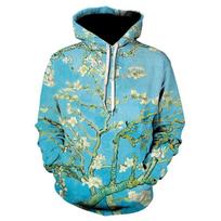 Harajuku Van Gogh aliejinis paveikslas „Žvaigždėta naktis“ 3D spausdinimo gobtuvas moterims / vyrams, mados hiphopo pop megztinis, vyriški gobtuvai L blue