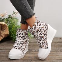 Fashion Women 2025 Canvas Sneakers Spring Autumn Lace-Up Comfortable Wedges Shoes Fashion Woman High Top Platform Casual Shoes 39 gray