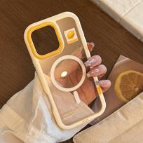Summer Yellow Lemon Magnetic Stand for IPhone16ProMax for Apple 15 Phone Case 13 Hard 17 Acrylic 11 6.1 brown