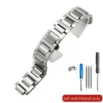 Stainless Steel Watch Strap for Cartier Blue Balloon Hand Men Women Steel Belt Raised Mouth Watchband Accessories 14.22mm 12x20mm white