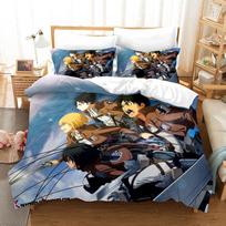 Attack On Titan Anime 3D spausdintas patalynės užvalkalų komplektas Minkštas, odai draugiškas King dydžio patalynės komplektas berniukams, suaugusiems Au Single 140x210cm
