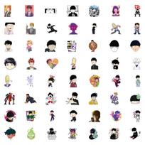 55 Mob Psycho 100 Manga Cartoon Stickers - Waterproof DIY Decals black