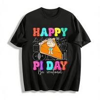 Happy Pi Day Be Irrational Pumpkin Pie Math Lover Graphic Tee Pure cotton T-shirt 6XL black