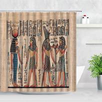 Retro Egipto šventyklos hieroglifų dušo užuolaidų komplektas, vintažinis piramidės, kupranugario namų sienos kabinamas audinys, vonios kambario dekoras, vonios užuolaidos W60H190(CM)-1 Pcs gray