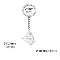 EUEAVAN Algeria Map City Name Necklace Stainless Steel Fashion Map of Algerian Keychain Earrings African Ethnic Jewelry Gift white