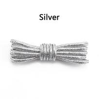 Metallic Glitter Shoe Laces Round Shiny Shoelaces Gold Silver Silk Shoes Lace Sports Casual Colorful Rainbow Gradient Shoelace 100cm gray