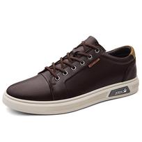 Men's Comfortable Lace-Up Leather Loafers - Stylish Cross-Border Sport Shoes 42 black