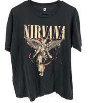 Nirvana Rock Band Tour Short Sleeve T-shirt Men Size Medium Black L beige