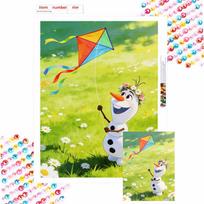 Disney Olaf with kite diamond painting full diamond art craft ornaments handmade living room decoration background Round 50x70cm