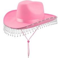 Casual Shiny Western Cowboy Hat Glitter Wide Brim Rhinestone Tassels Jazz Hat Punk Cap Cowgirl Hat Costume Accessories XS（old） juoda