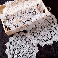 Handmade Round Embroidery Flower Crochet Lace Table Decoration Coaster Doily Placemat Pad 25cm-1