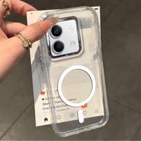 Slim Clear Magnetic Phone Case for Xiaomi Redmi Note 13 5G,13 4G High Transparency Anti‑Yellow Soft TPU Shock‑Absorbent Phone Cover Redmi Note 13 5G gray