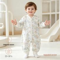 Patobulintas medvilninis naujagimio miegmaišis su užtrauktuku - Apsauga nuo spardymosi, Be siūlių, Su pėdomis 90 (Recommended 15 months-2 years, 21-24 lbs) white