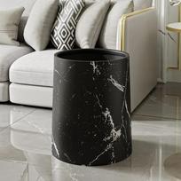 Nordic Marble Texture Trash Can Rolling Cover Type Bedroom Toilet Trash Bin Odor Proof Wastebasket Bathroom Accessories L   31.5X26X24cm